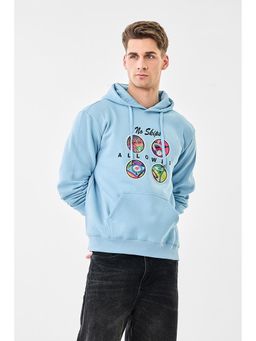 Snitch - Light Blue Printed Full Sleeves Regular Casual Hoodie for Men