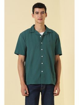 Allen Solly - Men Green Textured Half Sleeves Casual Shirt