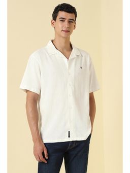 Allen Solly - Men White Textured Half Sleeves Casual Shirt