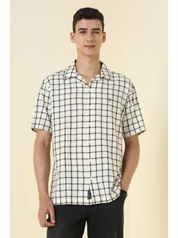 Allen Solly - Men White Check Half Sleeves Casual Shirt