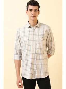 Allen Solly - Men Beige Check Full Sleeves Casual Shirt