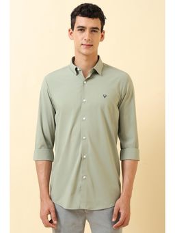 Allen Solly - Men Green Solid Full Sleeves Casual Shirt