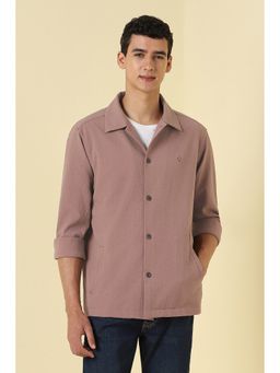 Allen Solly - Men Mauve Textured Full Sleeves Casual Shacket