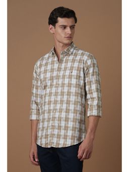 Allen Solly - Men Beige Check Full Sleeves Casual Shirt