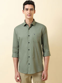 Allen Solly - Men Olive Solid Full Sleeves Casual Shirt
