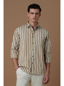 Allen Solly - Men Beige Stripe Full Sleeves Casual Shirt