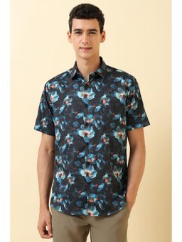 Allen Solly - Men Black Floral Printed Half Sleeves Casual Shirt