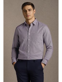 Louis Philippe - Mens Purple Textured Easy to Iron Cotton Slim fit Formal Shirt