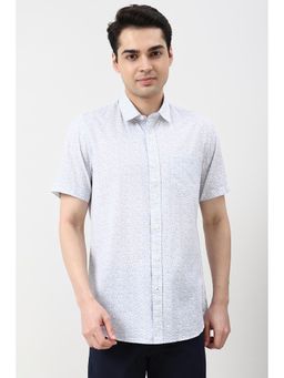 Peter England - Men Blue Slim Fit Printed Half Sleeves Casual Shirt