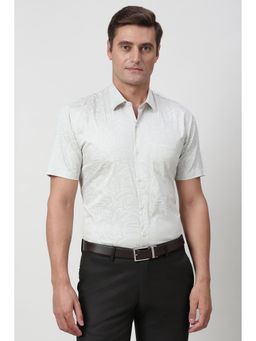 Peter England - Men Grey Nuvo Fit Half Sleeves Formal Shirt