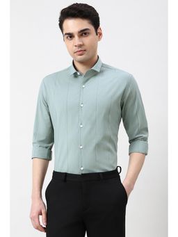 Peter England - Men Green Slim Fit Full Sleeves Formal Shirt