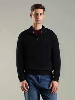 Tommy Hilfiger - Solid Regular Fit Cotton Sweatshirt- Navy Blue