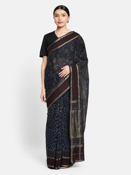 Fabindia - Cotton Silk Maheshwari Printed Saree Without Blouse