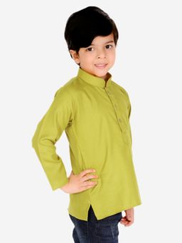 BownBee - Boys Cotton Full Sleeve Short Kurta - Green