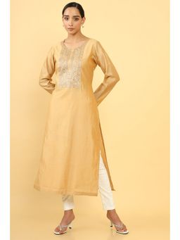 Soch - Women Beige Chanderi Embellished & Sequined Kurta