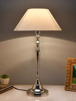 Homesake - Imperial Nickel Lamp White Cone Shade
