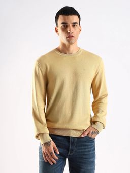 Calvin Klein - Men Yellow Solid Regular Fit Sweater