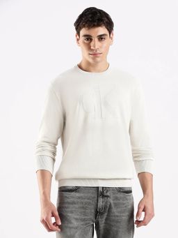 Calvin Klein - Men Off White Regular Fit Cotton Sweater