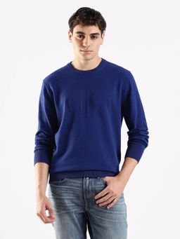 Calvin Klein - Men Blue Logo Regular Fit Cotton Sweater