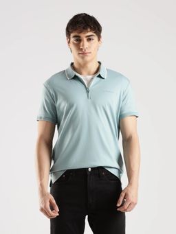 Calvin Klein - Men Blue Solid Regular Fit Cotton Polo T-shirt