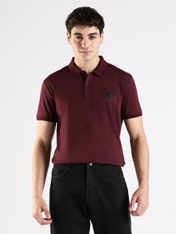 Calvin Klein - Men Maroon Embroidered Logo Regular Fit Cotton Polo T-shirt