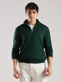Calvin Klein - Men Green Solid Regular Fit Wool Sweater