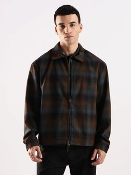 Calvin Klein - Men Brown Checked Regular Fit Wool Shacket