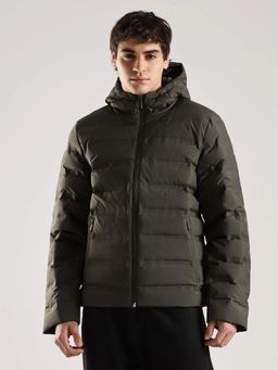 Calvin Klein - Men Dark Olive Logo Regular Fit Polyester Puffer Jacket
