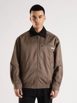 Calvin Klein - Men Brown Solid Relaxed Fit Cotton Jacket