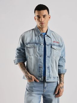 Calvin Klein - Men Blue Solid Regular Fit Cotton Denim Jacket