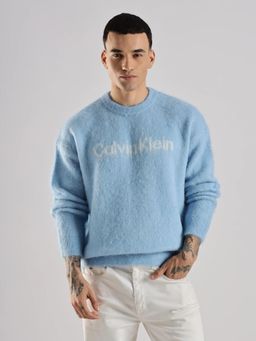 Calvin Klein - Men Blue Logo Relaxed Fit Polyamide Sweater