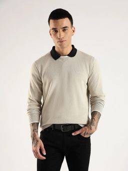 Calvin Klein - Men Beige Solid Regular Fit Cotton Sweater