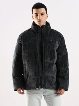 Calvin Klein - Men Charcoal Solid Relaxed Fit Polyester Jacket