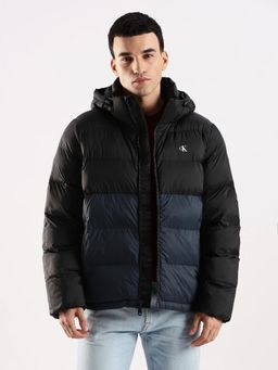 Calvin Klein - Men Black-Navy Blue Colorblock Regular Fit Nylon Jacket