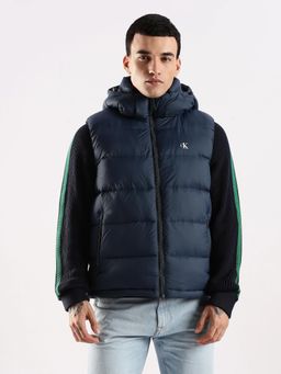 Calvin Klein - Men Navy Blue Solid Regular Fit Nylon Puffer Jacket