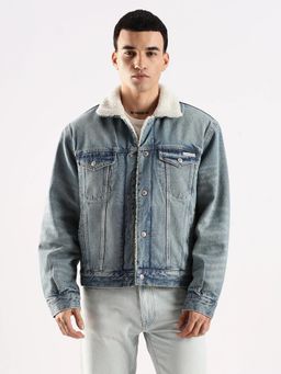 Calvin Klein - Men Blue Solid Regular Fit Cotton Denim Jacket