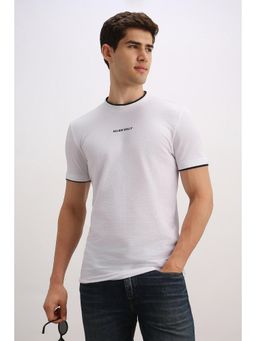 Allen Solly - Men White Textured Crew Neck T-shirt