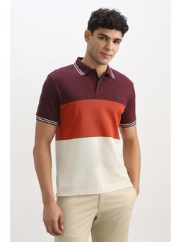 Allen Solly - Men Multi-Color Colorblock Polo Neck T-shirt