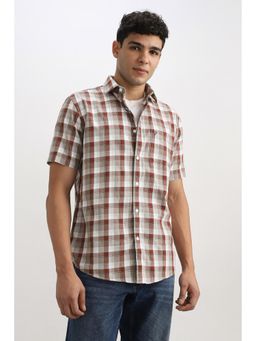 Allen Solly - Men Multi-Color Regular Fit Checks Half Sleeves Casual Shirt
