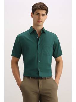 Allen Solly - Men Green Solid Half Sleeves Formal Shirt