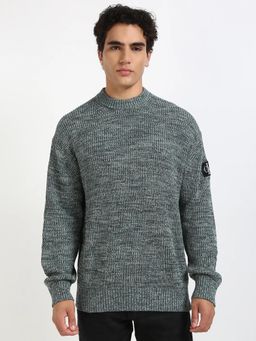 Calvin Klein - Men Sea Green Textured Relaxed Fit Cotton Sweater
