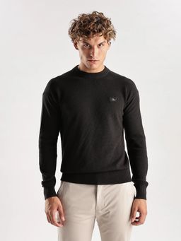 Calvin Klein - Men Black Textured Relaxed Fit Cotton Sweater