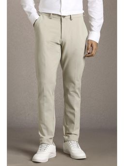 Louis Philippe - Men Off White Slim Fit Flat Front Casual Trouser