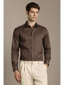 Louis Philippe - Men Brown Regular Fit Printed Full Sleeves Formal Shirt