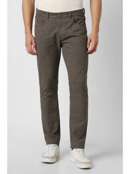 Peter England - Men Brown Textured Slim Fit Trouser