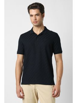 Peter England - Men Black Checks Polo Neck T-shirt