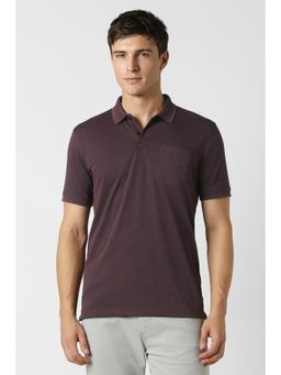 Peter England - Men Wine Solid Polo Neck T-shirt