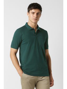 Peter England - Men Green Printed Polo Neck T-shirt