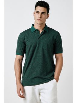 Peter England - Men Green Printed Polo Neck T-shirt