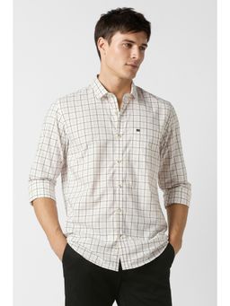 Peter England - Men Off White Slim Fit Checks Shirt
